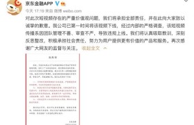 京东金融就争议短视频致歉：下线整改并承担全部责任
